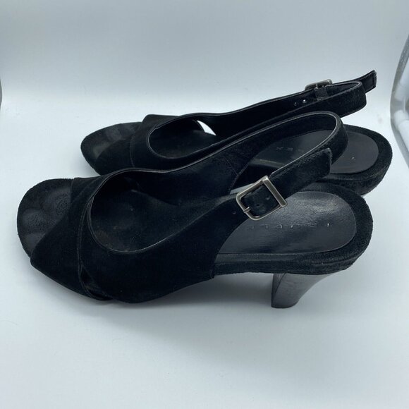 Truflex Black Suede Open Toe Sandal Size 8.5 Kohls Box ID 612 Enzo Strappy - Picture 5 of 12